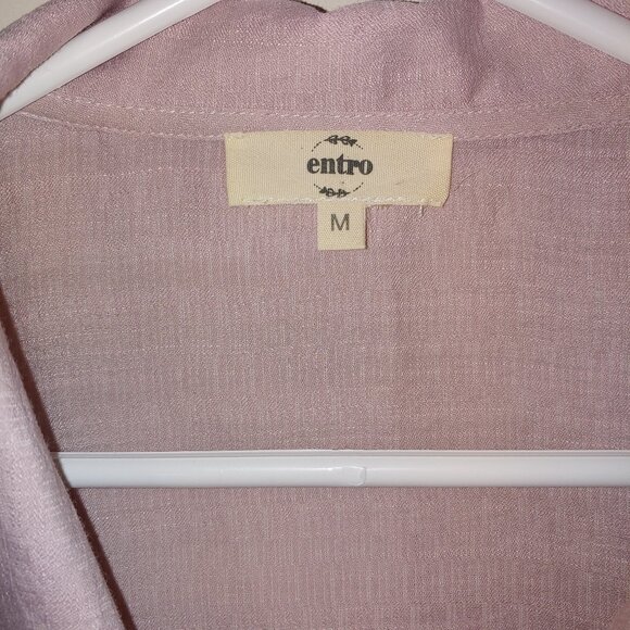 Entro Tie Up Front Pullover Blouse Size M Dusty Blush Pink - Picture 2 of 7